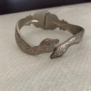 Vintage Silver Double snake head Bracelet